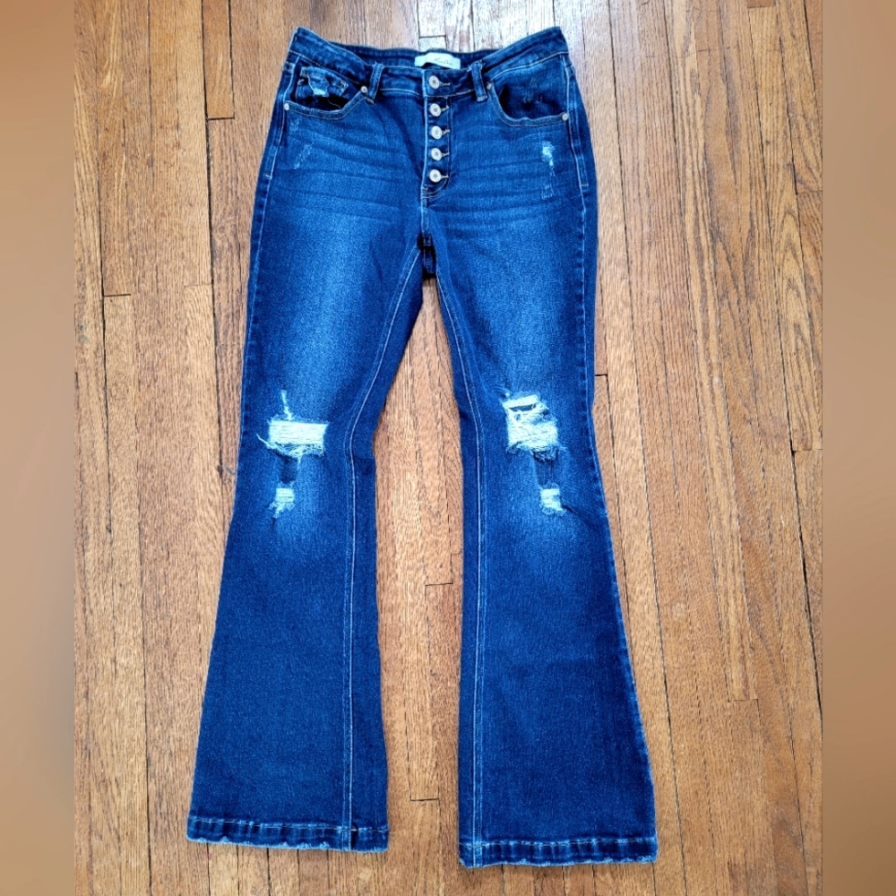 Kancan Distressed Flare Jeans